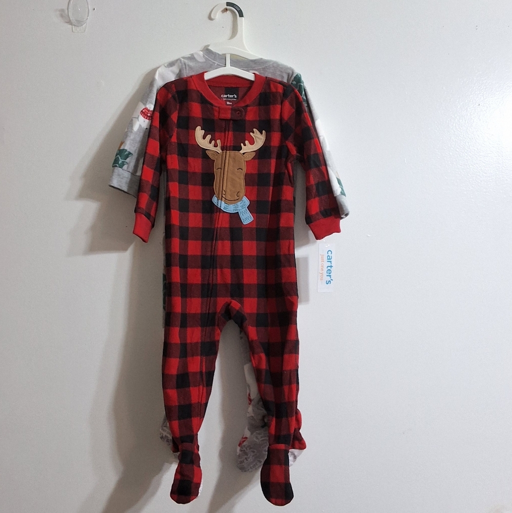 NWT Carter's Just One You Toddle Boys 2 Piece Fleece Footed Pajamas 2T